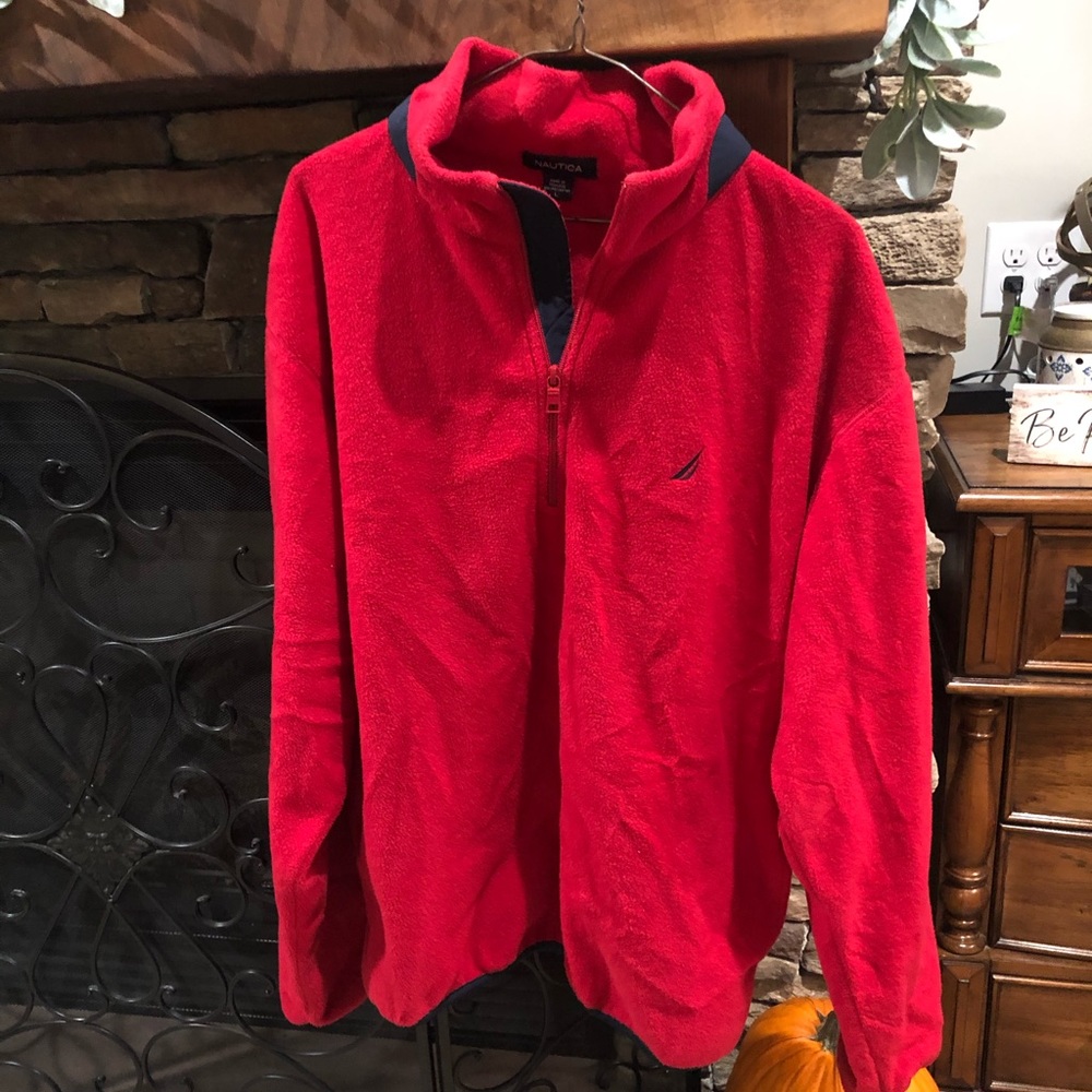 Nautica men’s 1/4 zip fleece pullover. Size L